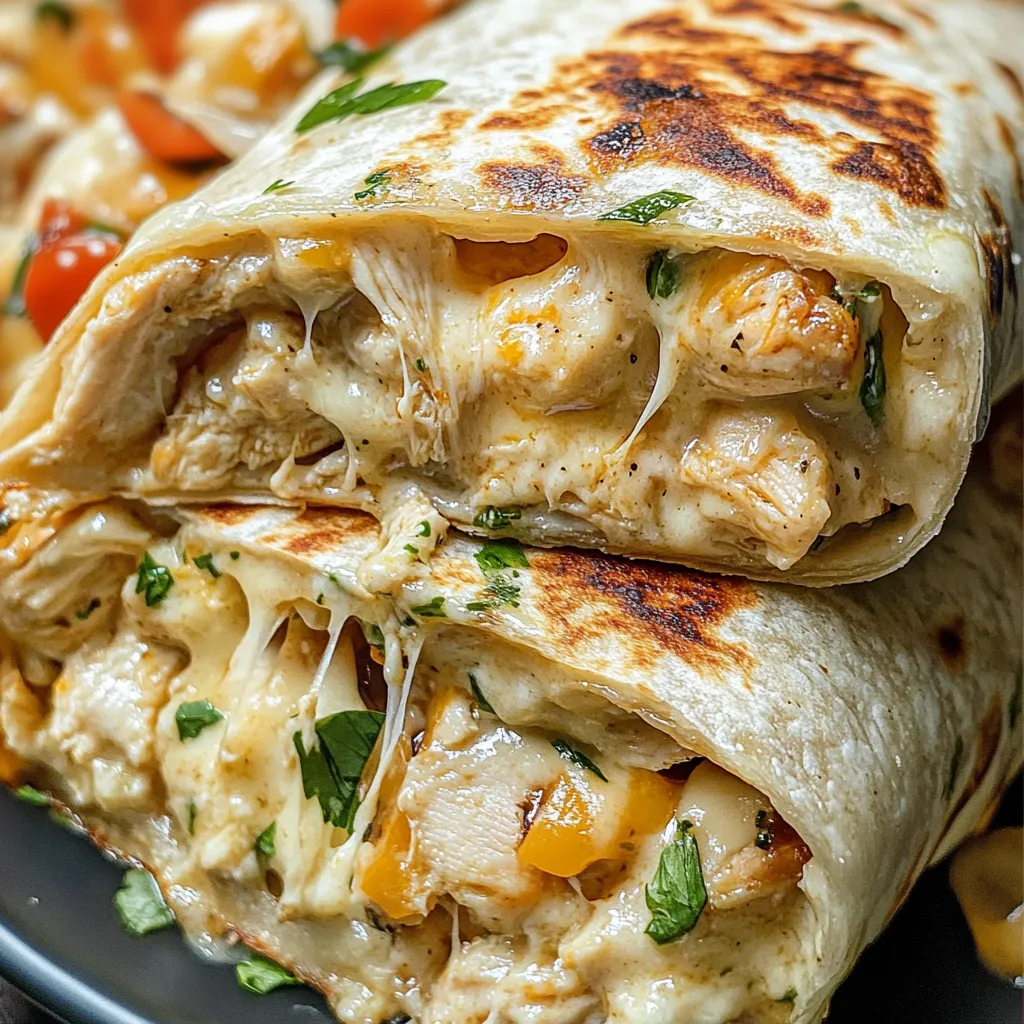 Ultimate Cheesy Garlic Chicken Wraps with Creamy Ranch and Fresh Vegetables - tertiary view